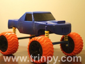 miniature 1 foot long monster truck automotive abs car ninjaflex spring suspension 3d print model - Mito3D