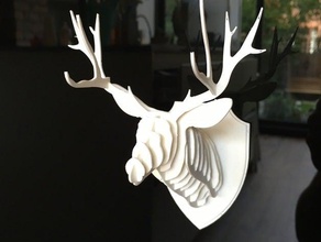 small wall mounted deer head sculptures flat kit pack slide taxidermy together 3d print model - Mito3D
