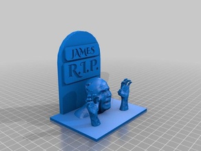 walking dead tombstone zombie hands decor grave marker halloween decoration scary 3d print model - Mito3D