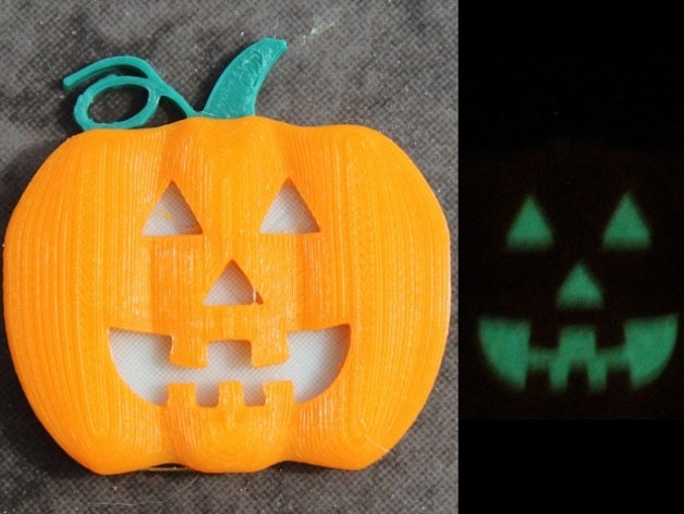 glowing pumpkin pendantpin jewelry glow dark halloween jackolantern kids 3D print model - Mito3D