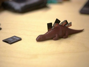 sdegosaurus bureau de papa blagues dinosaure microsd jeu mots carte sd stegosaurus 3d print model - Mito3D