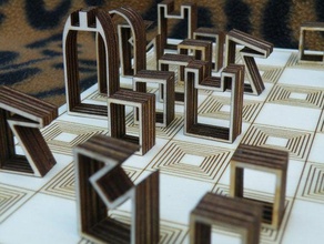 silhouette set di scacchi scacchiera pezzo degli pezzi 3d print model - Mito3D