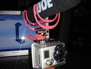 gorillapodgoproon-câmara mic híbrido de montagem suporte câmera o design gopro gorilla pod microfone andava vídeo videografia 3d print model - Mito3D