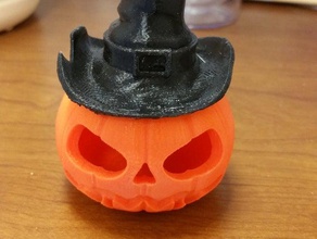 makies pumpkin witchs hat decor decoration halloween jack-o-lantern witch 3d print model - Mito3D