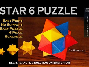 estrela 6 quebra-cabeça quebra-cabeças Quebra-cabeça 3d bar brinquedo 3d print model - Mito3D
