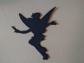 tinker bell silhouette 1 wand decor disney fairy neverland tinkerbell 3d print model - Mito3D