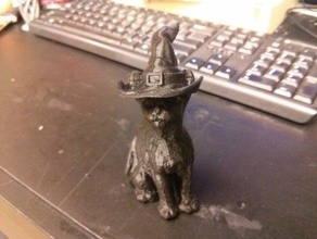 witchs cat animals blah halloween hat meow 3d print model - Mito3D