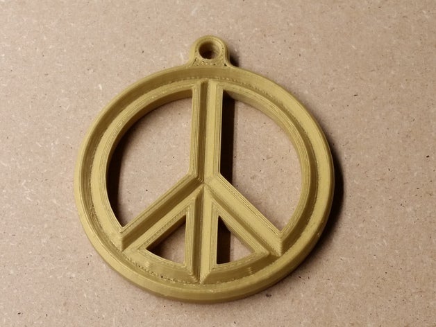 peace sign medallion jewelry gold chain groovy hippy necklace printinz saturday night fever 3D print model - Mito3D