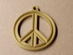 signo de la paz medallón joyería cadena oro groovy hippy el collar printinz fiebre del sábado noche 3d print model - Mito3D