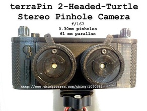 terrapin 2ht stereo, macchina fotografica a foro stenopeico 120 film camera obscura medio formato capocchia di spillo schlab schlaboratory schlem schlulzbot stereogramma stereograph stereografica tre-d 3d print model - Mito3D