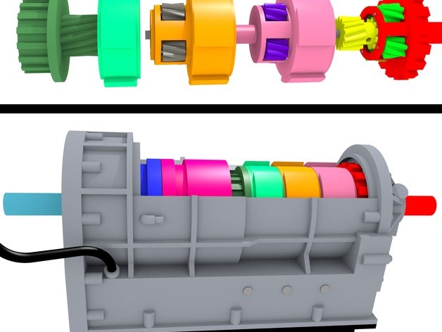 6 velocidades de transmisión automática allison la caja engranajes mecánica los juguetes coche motor 3D print model - Mito3D