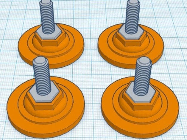 15 inch feet 025 bolt heads 3d printing 3D print model - Mito3D