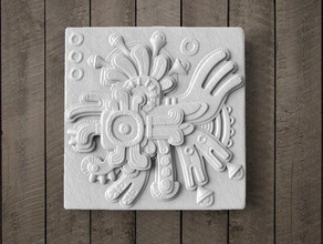 azteca alivio de la baldosa decoración 3d print model - Mito3D