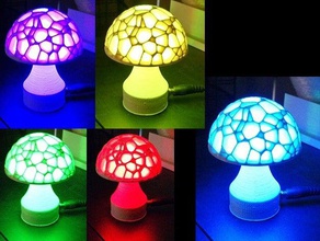 voronoi cogumelo lâmpada wled de soquete decoração 3d print model - Mito3D