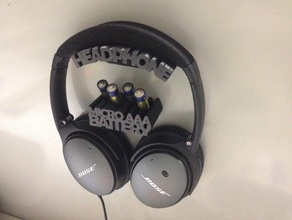 headphone holder battery case organization headphones hook posterstrip qc15 qc25 3d print model - Mito3D