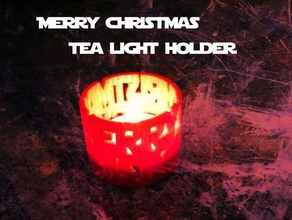 merry christmas tea light holder star wars font decor awakens candle force holiday jedi tealight xmas 3d print model - Mito3D