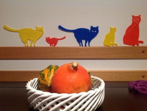 gatti 2d art la decorazione soprammobile adesivo giocattolo della parete da 3d print model - Mito3D