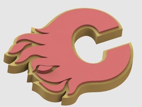 calgary flames sinais logotipos Logo em 3d hóquei no gelo nhl 3d print model - Mito3D
