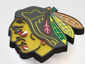 chicago blackhawks sinais logotipos Logo em 3d hóquei no gelo nhl 3d print model - Mito3D