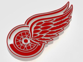 detroit red wings sinais logotipos Logo em 3d hóquei no gelo nhl 3d print model - Mito3D