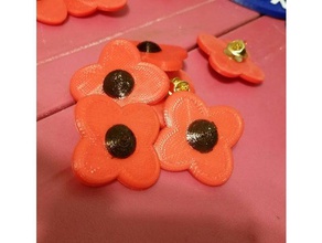 poppyveterans day poppy jewelry flower pin remembrance 3d print model - Mito3D