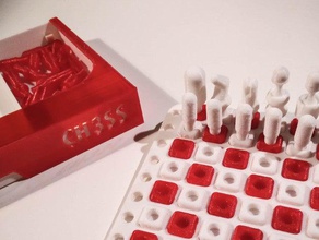 ch3ss mini 3d printed chessboard chess players move set chessgame playset pocket travel game two colors 3d print model - Mito3D