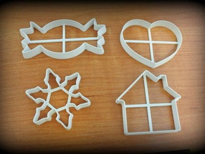 set simple christmas cutters household cookie cutter decoration kitchen 3d print model - Mito3D