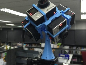 gopro hero 34 360 spherical rig camera 360x180 3 plus 4 mount tripod 3d print model - Mito3D