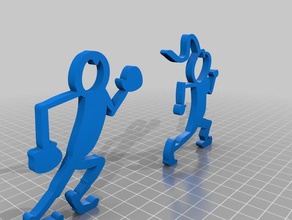 running stick couple people cute funny outline figure man ufo 3d print model - Mito3D