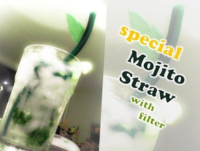 special mojito Stroh-filter mint leaf design Essen trinken cocktail mojitos party 3d print model - Mito3D