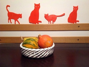 vermelho gatos parede 2d a arte decoração knick-knack adesivo de 3d print model - Mito3D
