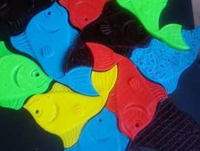 escher peixes 20 matemática a arte tessellation 3d print model - Mito3D
