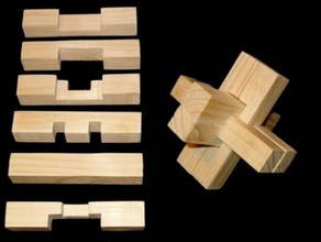 6 pezzo di legno puzzle i Puzzle 3d burr 3d print model - Mito3D
