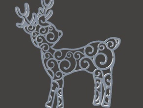 christmas tree ornament reindeer swirl 2d art holiday 3d print model - Mito3D