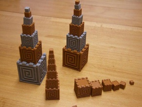 asteca cubo torre de blocos esculturas construção brinquedos 3d print model - Mito3D