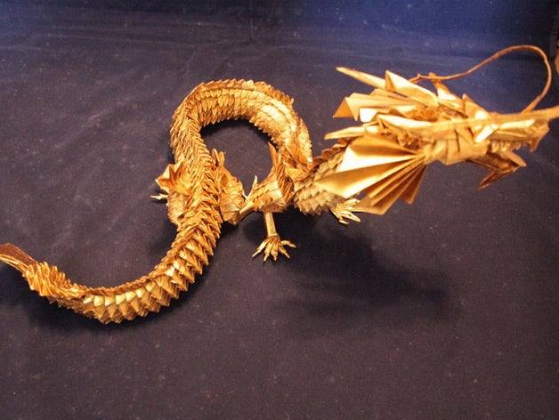 origami de dragão lithopane 2d a arte personalizado 3D print model - Mito3D