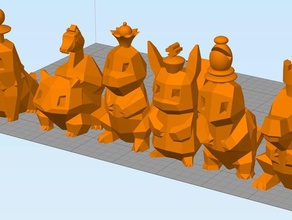 pokemon chess bulbasaur charmander set flowalistik low poly pikachu squirtle totodile 3d print model - Mito3D