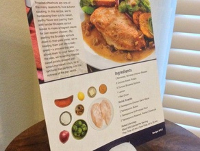 tablier bleu carte de recette stand cuisine manger 3d print model - Mito3D
