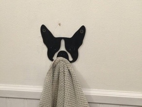 boston terrier towel hook household 3d print model - Mito3D
