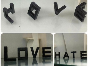 love hate illusion decor word 3d print model - Mito3D