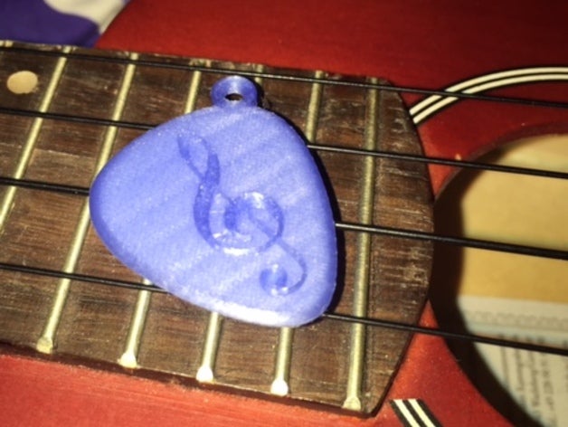 pick clef ring hang chain jewelry e-bass guitar music plectrum ukulele 3D print model - Mito3D