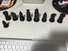 solide spiral chess set 3d print model - Mito3D