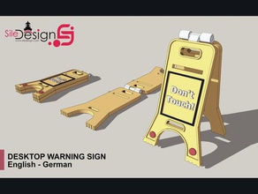 desktop warning sign office english german 3d print model - Mito3D