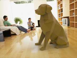 labrador retriever köpek dekor çok yönlü geometrik düşük poli 3d print model - Mito3D