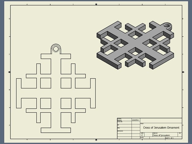çapraz Kudüs anahtar-chainornament dekor Hıristiyanlık Noel süsü süsleri Haç İsrail İsa 3D print model - Mito3D
