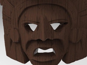 mayan calendar mask 3d scan wood scans replicas mexico 3d print model - Mito3D