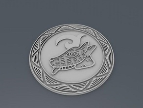 maya cervo - easy print le monete badge 3d print model - Mito3D