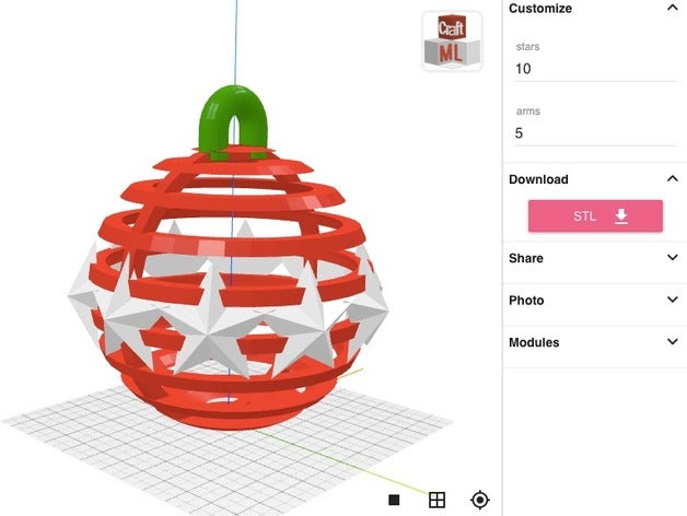 craftml customizable ornament stars art 3D print model - Mito3D
