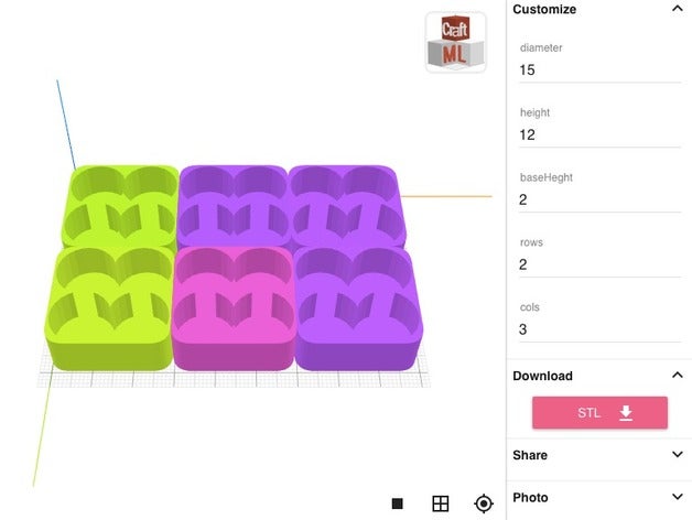 craftml customizable battery tray containers 3D print model - Mito3D