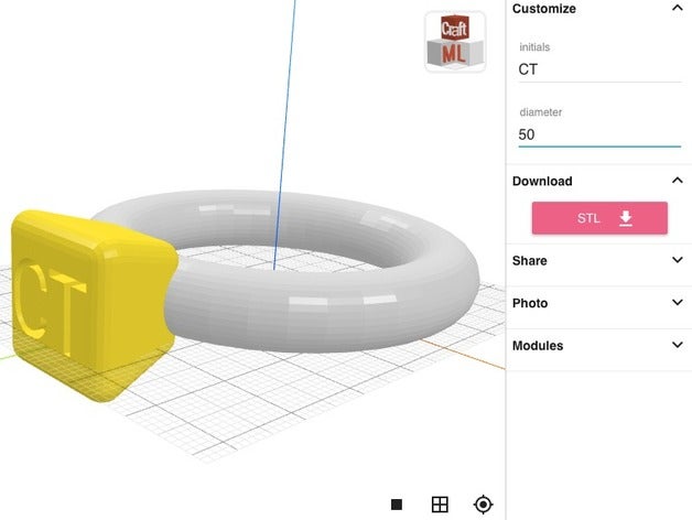 craftml ring customizable jewelry 3D print model - Mito3D